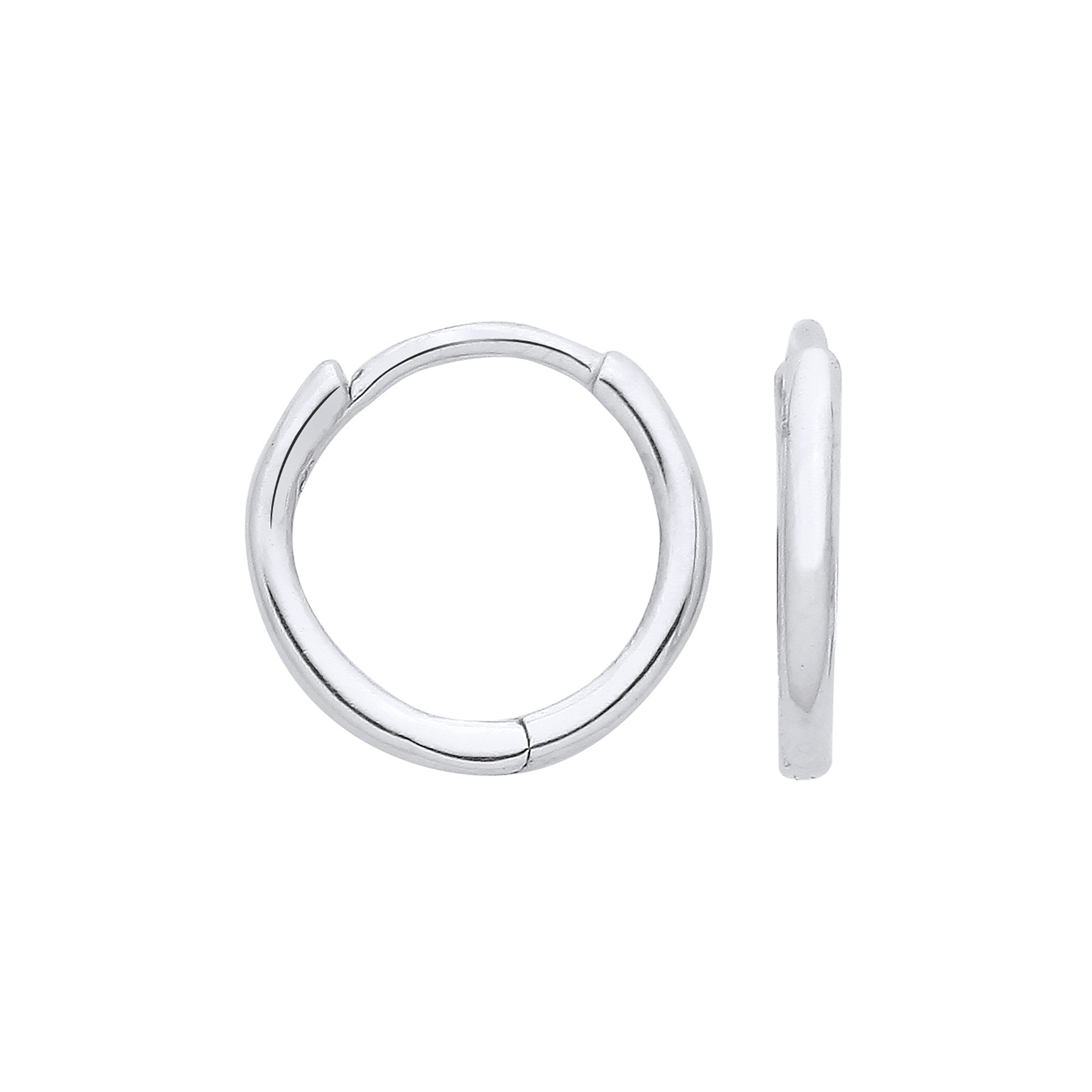 9ct White Gold 10mm Plain Hinged Sleepers