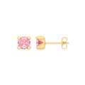 9ct Yellow Gold Round 5mm Pink Cubic Zirconia Stud