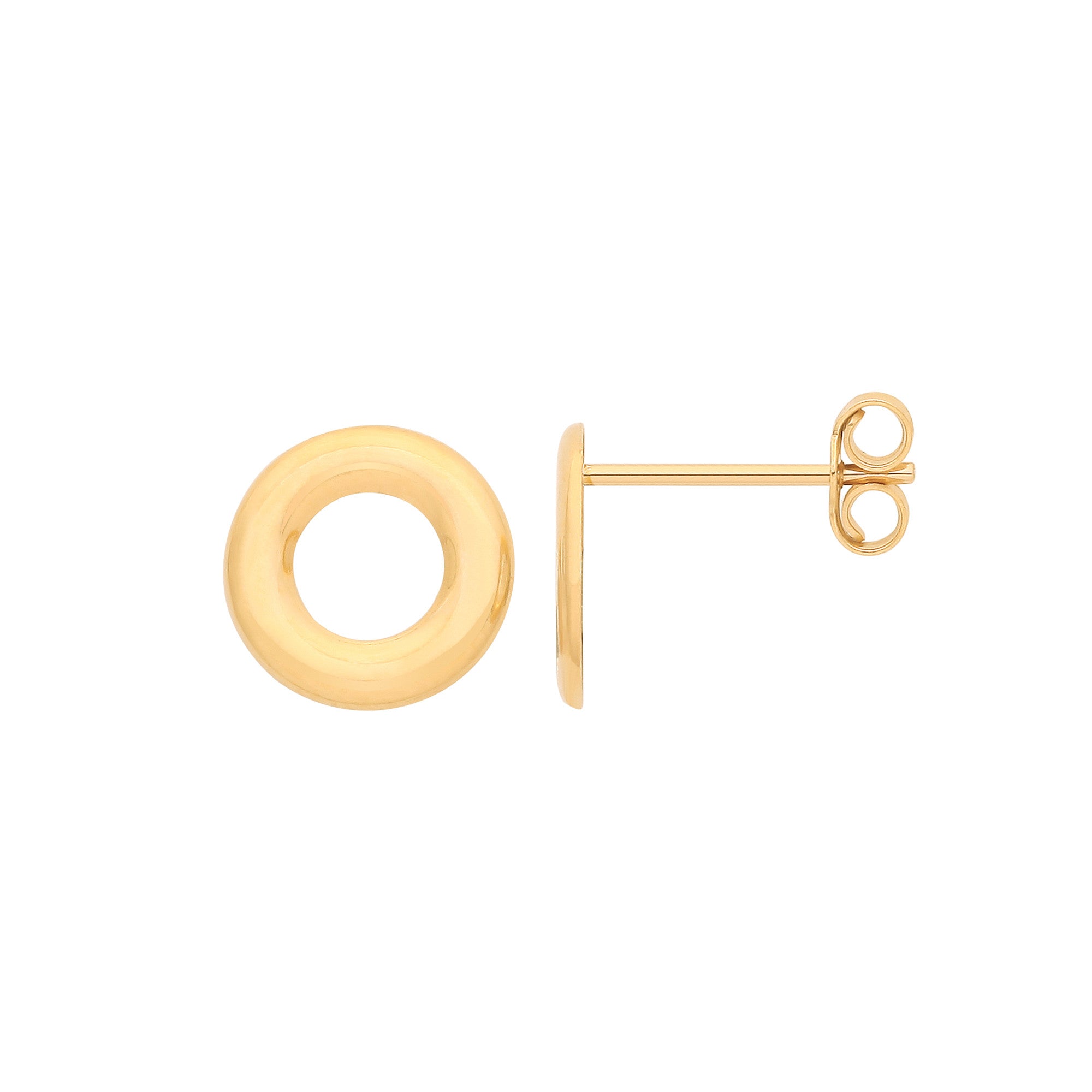 9ct Yellow Gold 9mm Plain Circle Studs