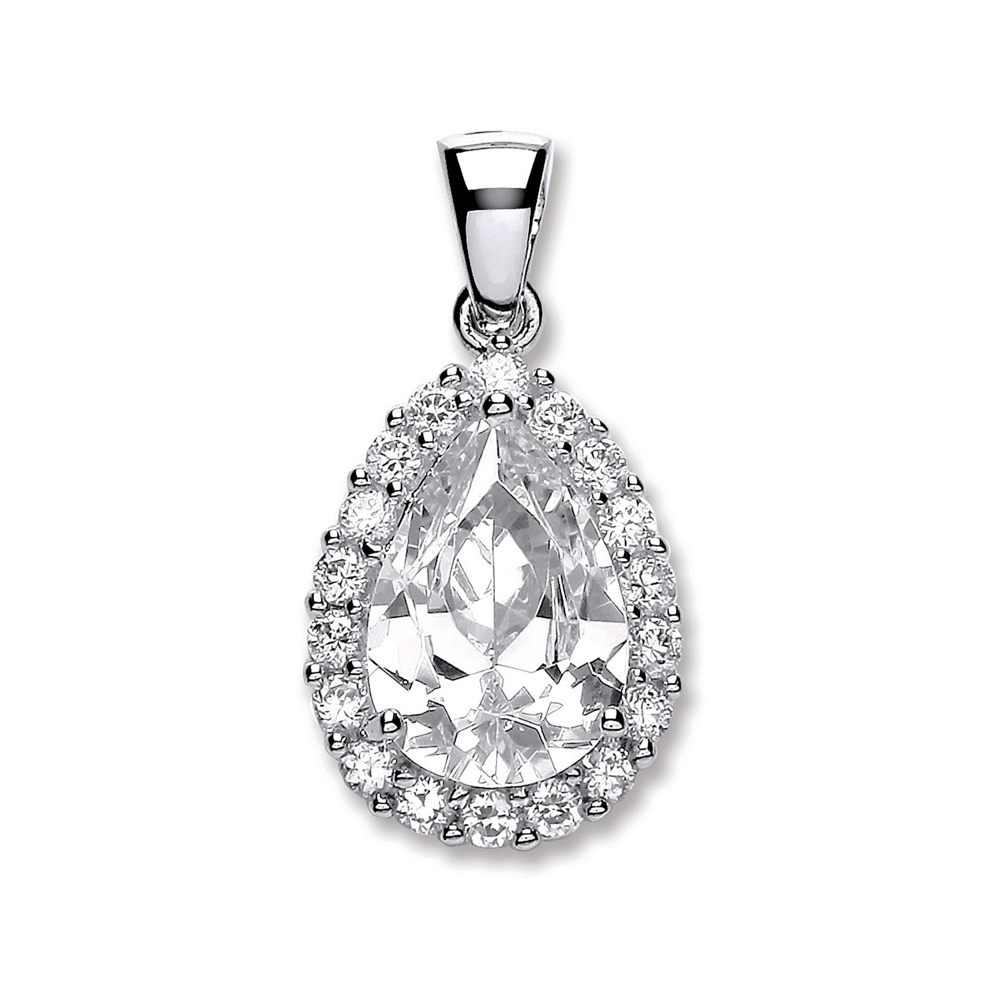 Sterling Silver Pear Shape Cubic Zirconia Pendant