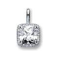 Sterling Silver Square Shape Cubic Zirconia Pendant