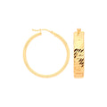 9ct Yellow Gold 25mm Diamond Cut Wide Hoops