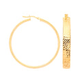 9ct Yellow Gold 35mm Diamond Cut Wide Hoops