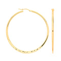 9ct Yellow Gold 40mm Half Diamond Cut Half Plain Hoops