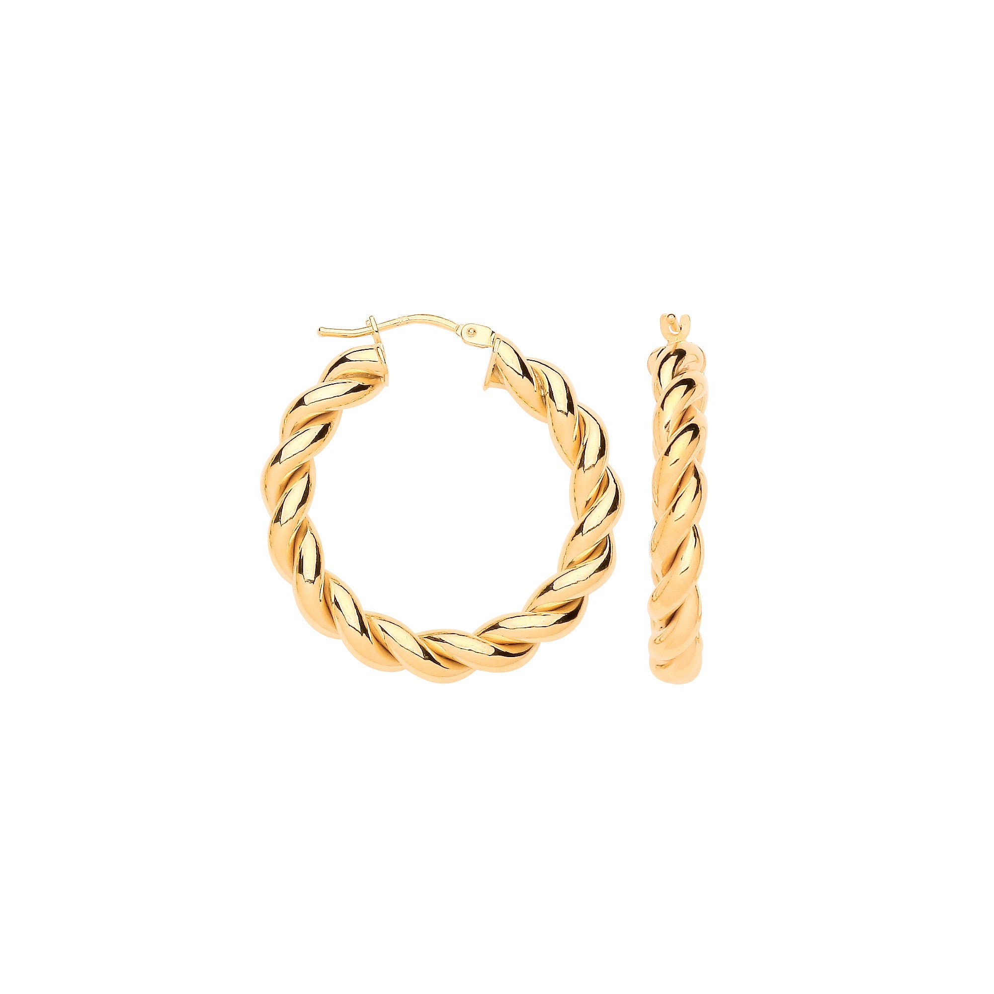 9ct Yellow Gold 30mm Big Twist Hollow Hoops