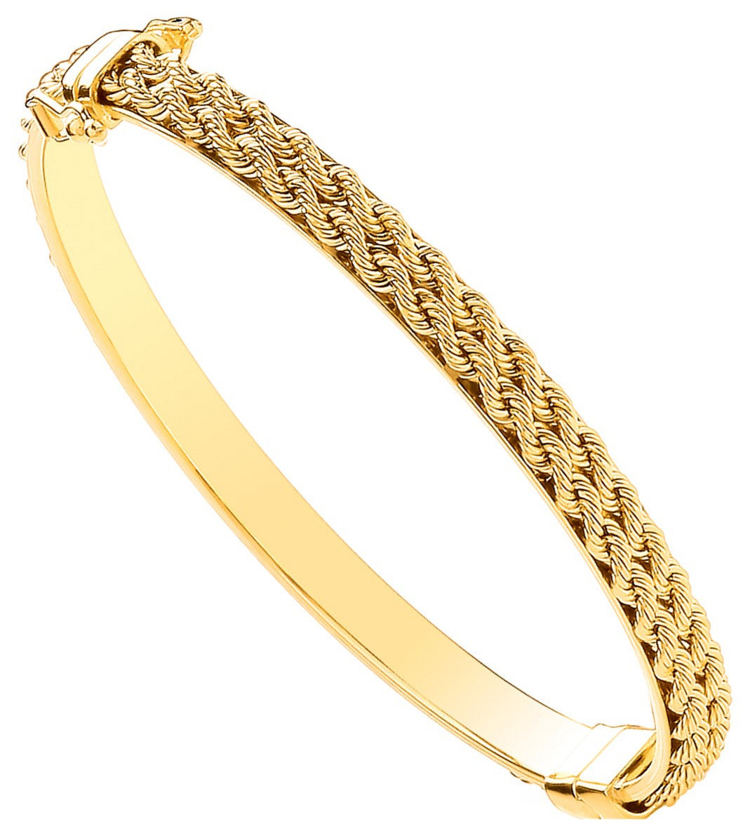 9ct Yellow Gold Rope Chain 5.3mm Hollow Bangle