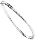 9ct White Gold Plain & Twisted 4mm Twist Bangle