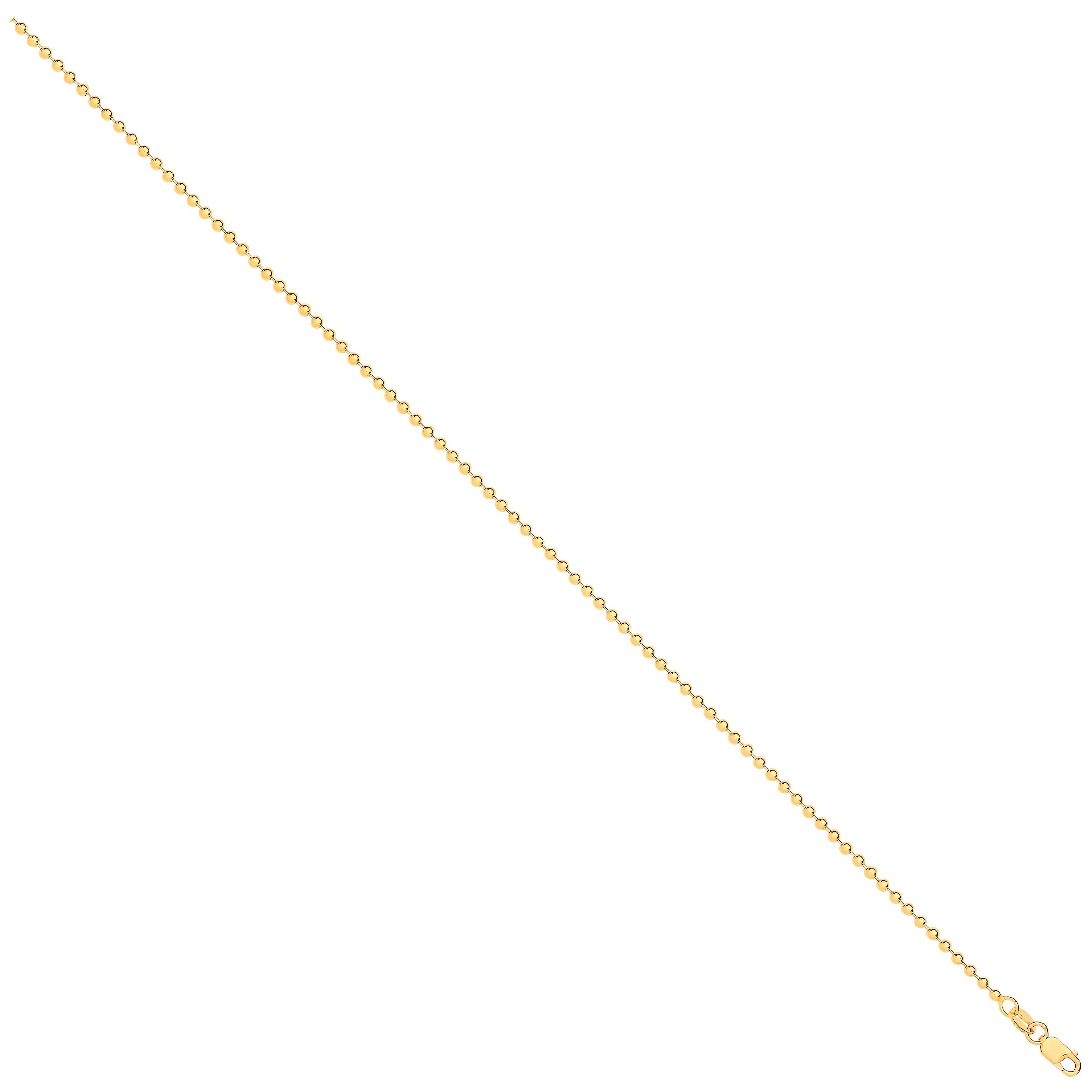 9ct Yellow Gold 2.0mm Beads Chain