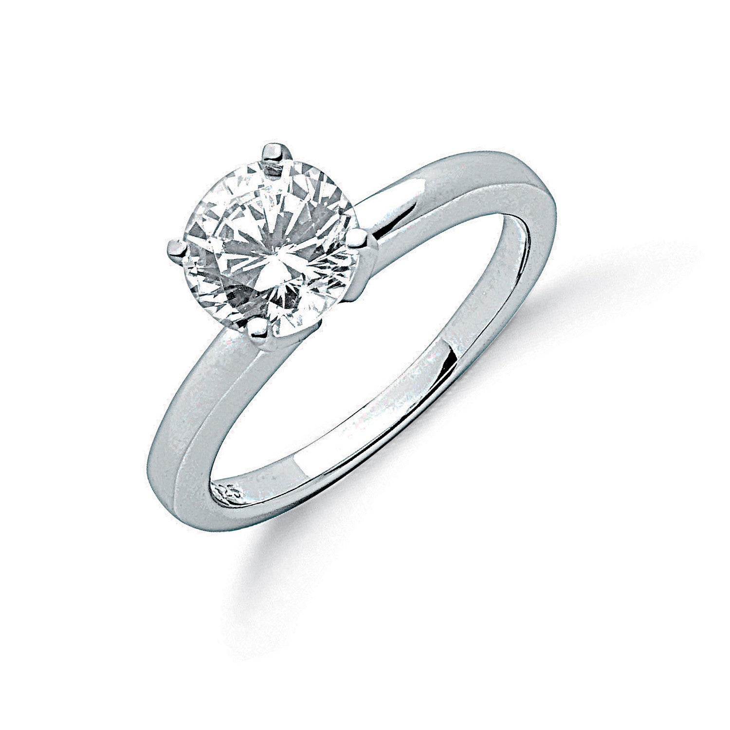 Sterling Silver Claw Set Cubic Zirconia Solitaire Ring