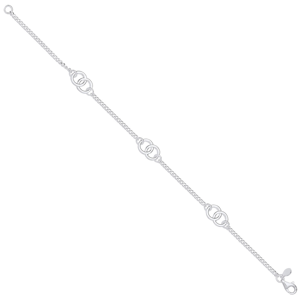 Sterling Silver Entwined Circles Ladies Bracelet