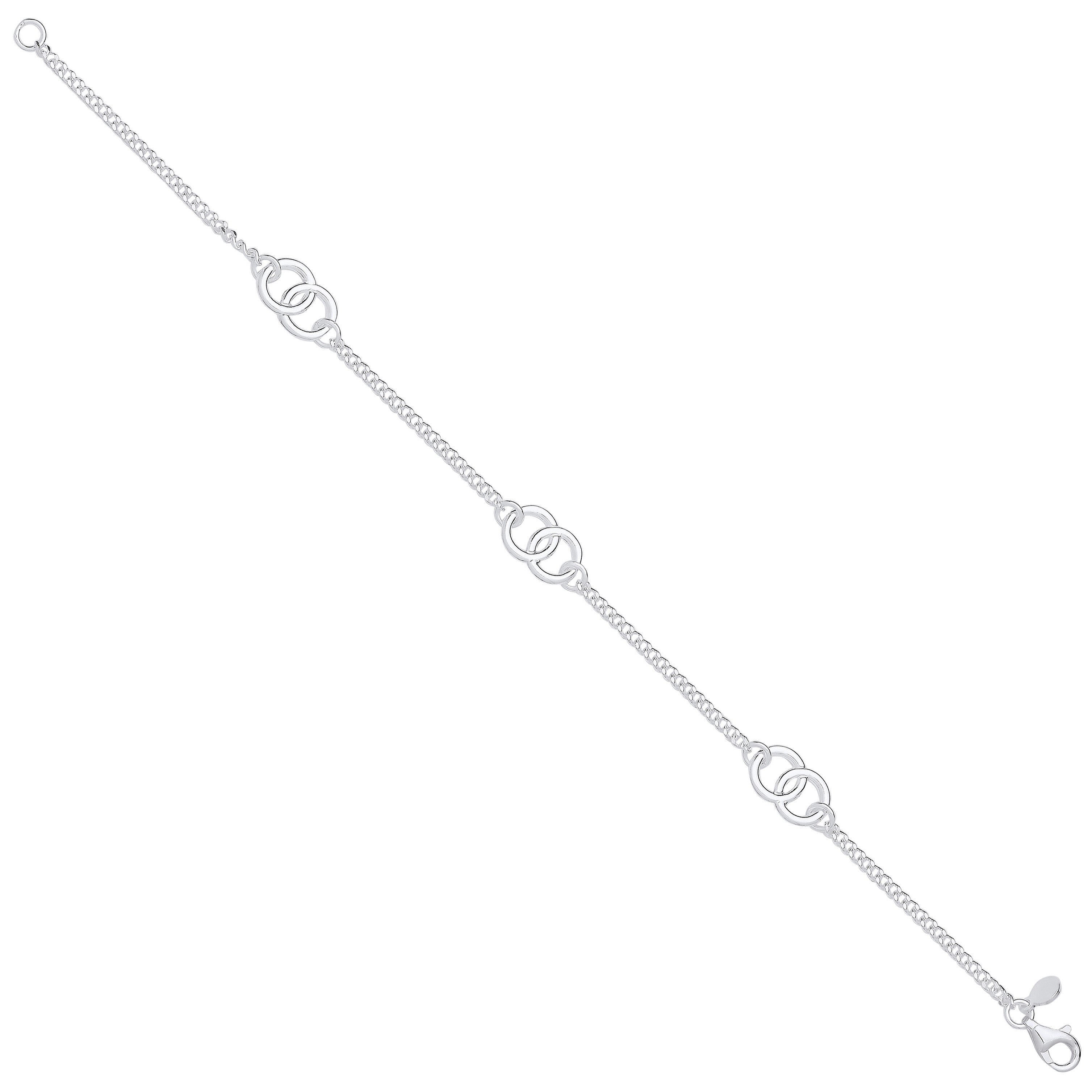 Sterling Silver Entwined Circles Ladies Bracelet
