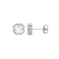 Sterling Silver White Enamel Four Leaf Clover Studs