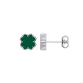 Sterling Silver Green Enamel Four Leaf Clover Studs