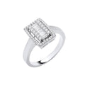 Sterling Silver Emerald Halo Style Cubic Zirconias Ring