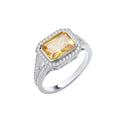 Sterling Silver Rub-Over Yellow Split Shank Cubic Zirconias Ring