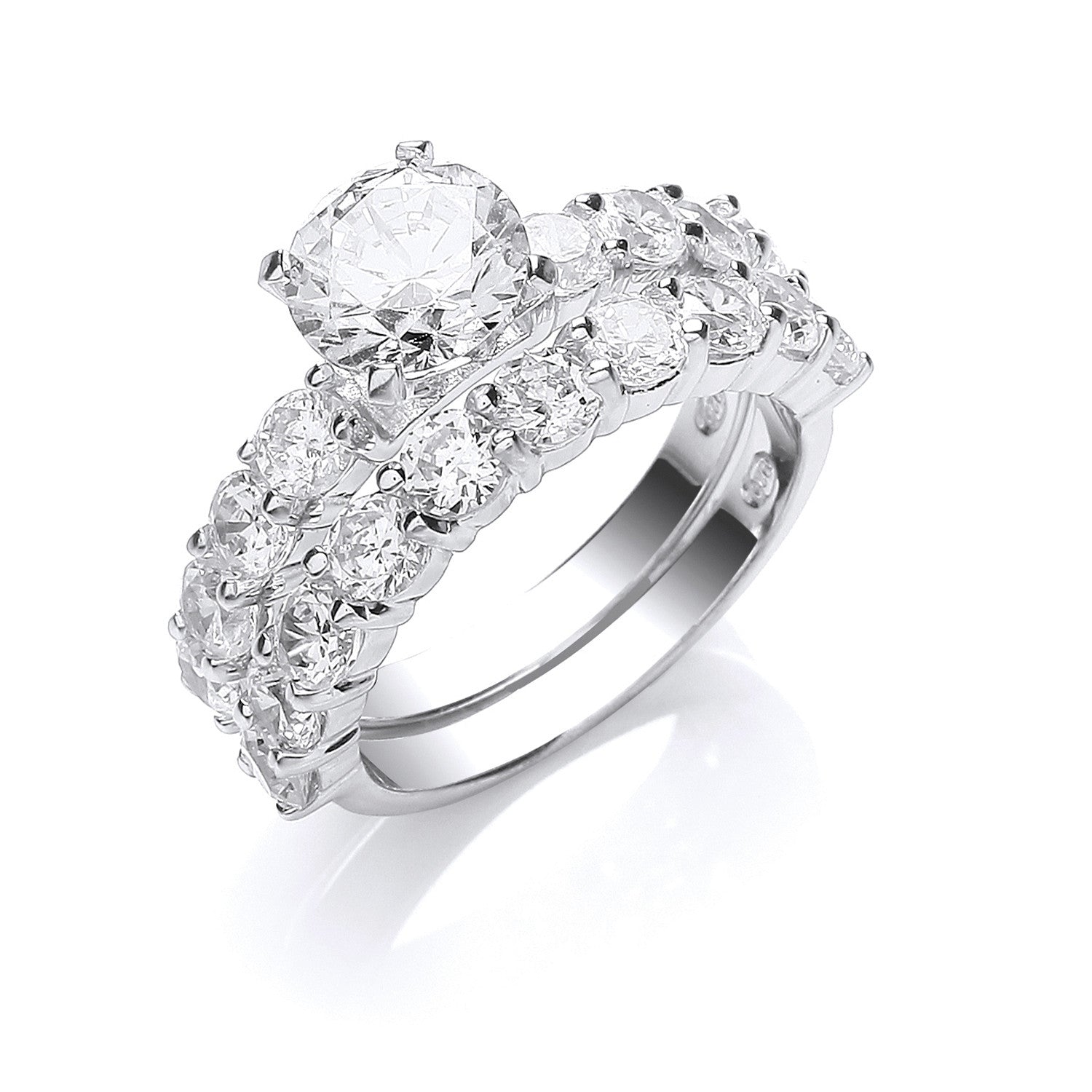 Sterling Silver Bridal Set Cubic Zirconia Ring