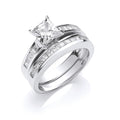 Sterling Silver Bridal Set Cubic Zirconia Princess Cut Ring