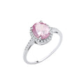 Sterling Silver Pink Oval Cubic Zirconia Engagement Ring