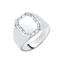 Sterling Silver Cubic Zirconias Signet Gents Ring