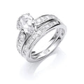 Sterling Silver Bridal Set, Pear Cubic Zirconia Centre Ring