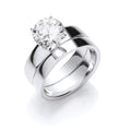 Sterling Silver Cubic Zirconia Solitaire Bridal Set Ring