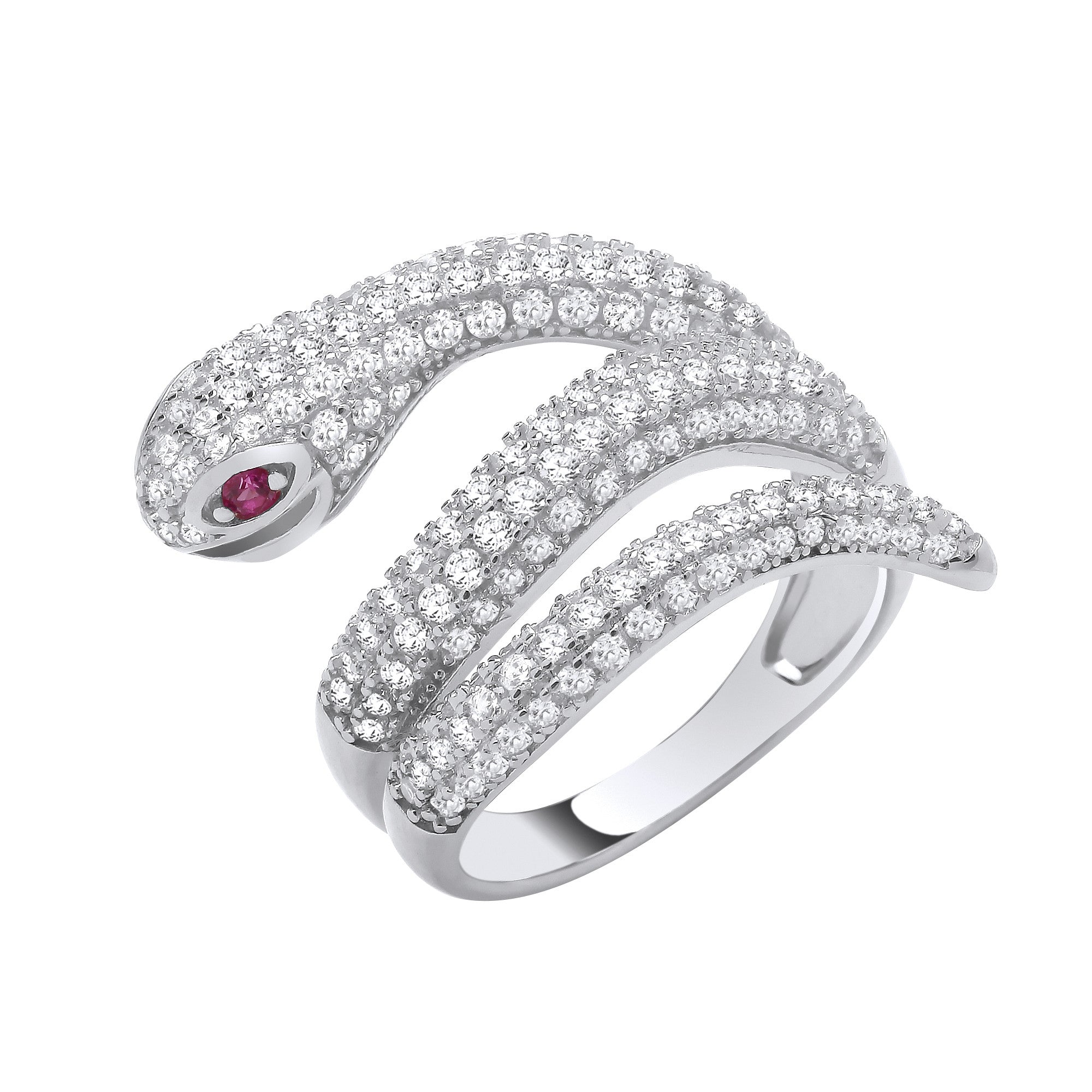 Sterling Silver Cubic Zirconia Snake Ring