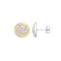Sterling Silver & Yellow Gold Cubic Zirconia Plated Swirl Stud