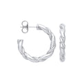 Sterling Silver Plain & Ribbed Twisted Hoop Earrings