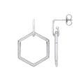 Sterling Silver Honeycomb Cubic Zirconia Earrings