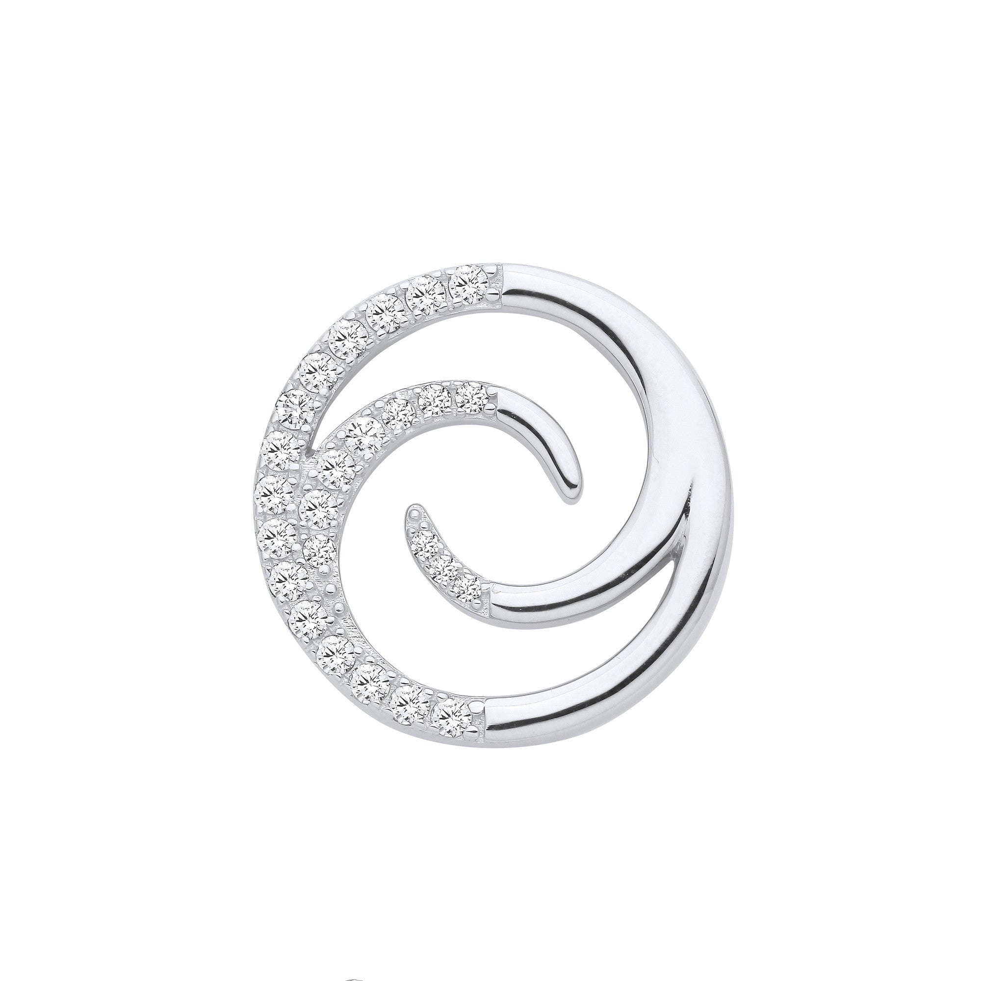 Sterling Silver Swirl Cubic Zirconia Pendant