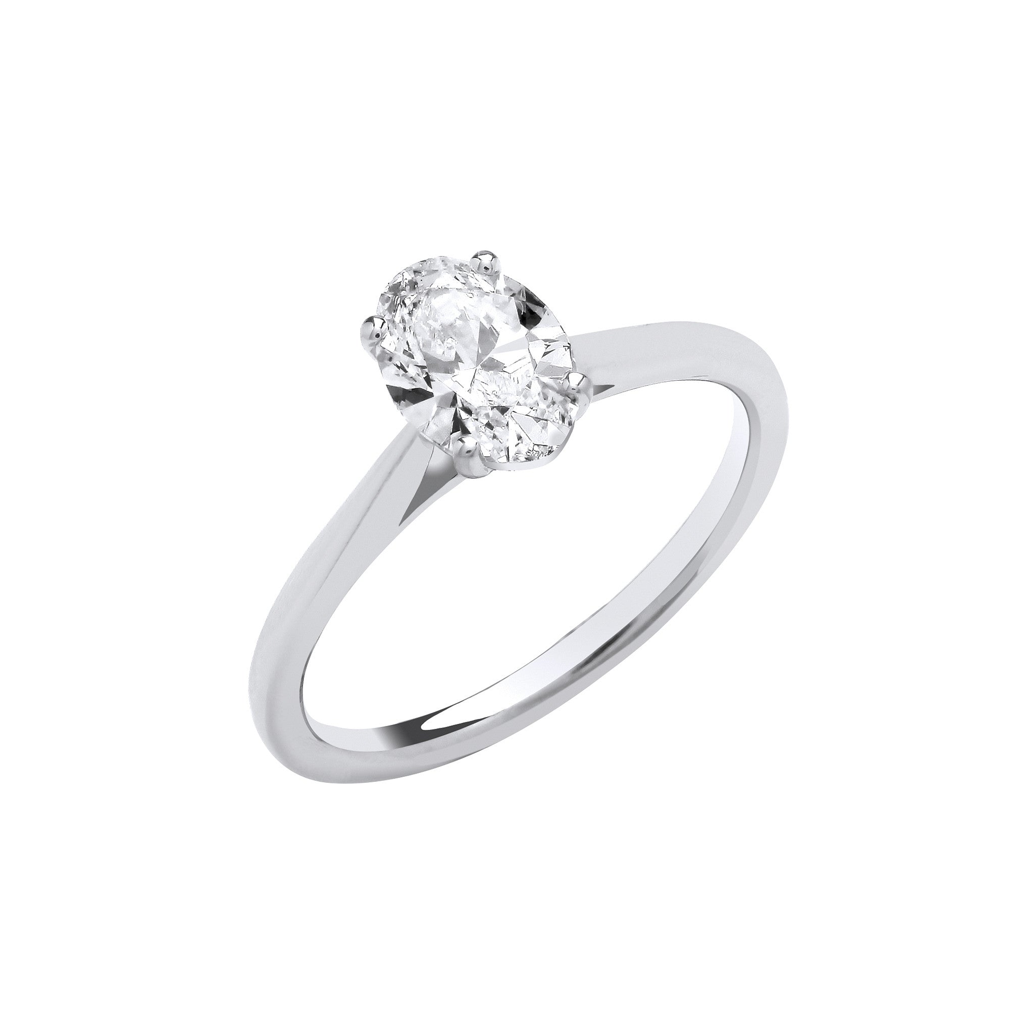 18ct White Gold 1.00ctw Oval Cut Lab Grown Diamond Ring IGI Certified