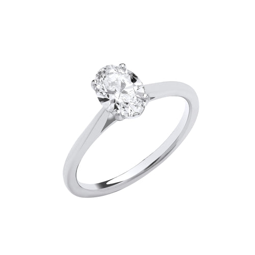 18ct White Gold 1.00ctw Oval Cut Lab Grown Diamond Ring IGI Certified