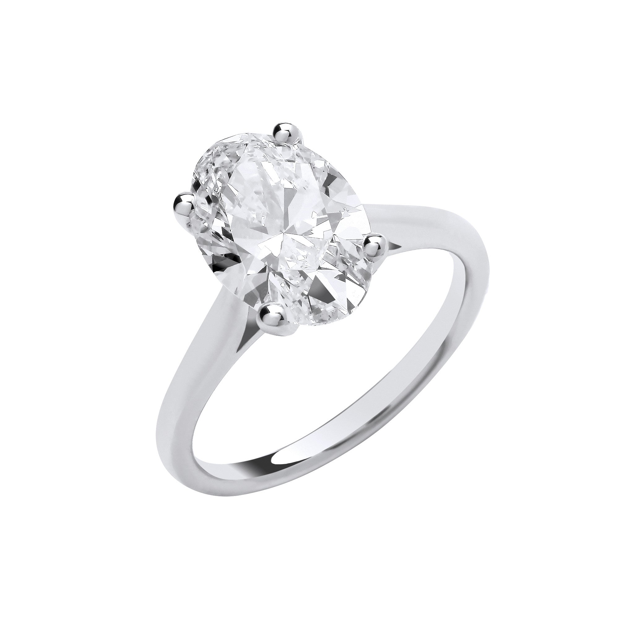 18ct White Gold 3.00ctw Oval Cut Lab Grown Diamond Ring IGI Certified