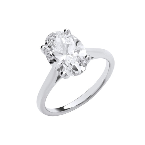 18ct White Gold 3.00ctw Oval Cut Lab Grown Diamond Ring IGI Certified