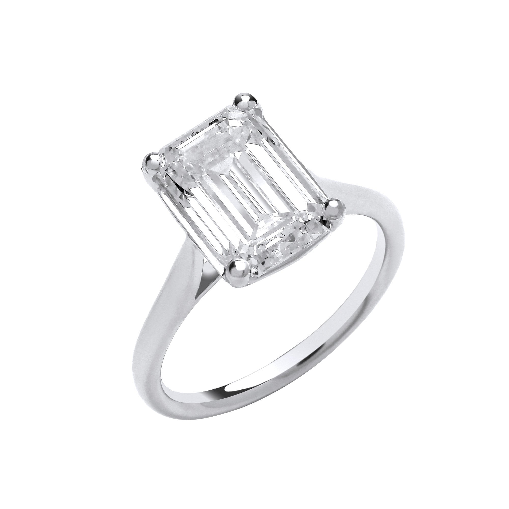 18ct White Gold 4.00ctw Emerald Cut Lab Grown Diamond Ring IGI Certified