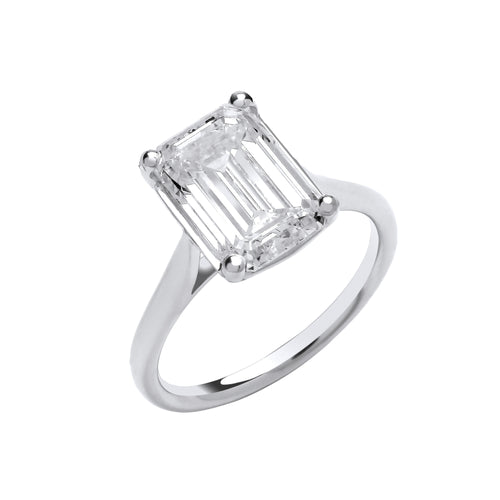 18ct White Gold 4.00ctw Emerald Cut Lab Grown Diamond Ring IGI Certified