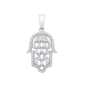 Sterling Silver Hamsa Cubic Zirconia Pendant