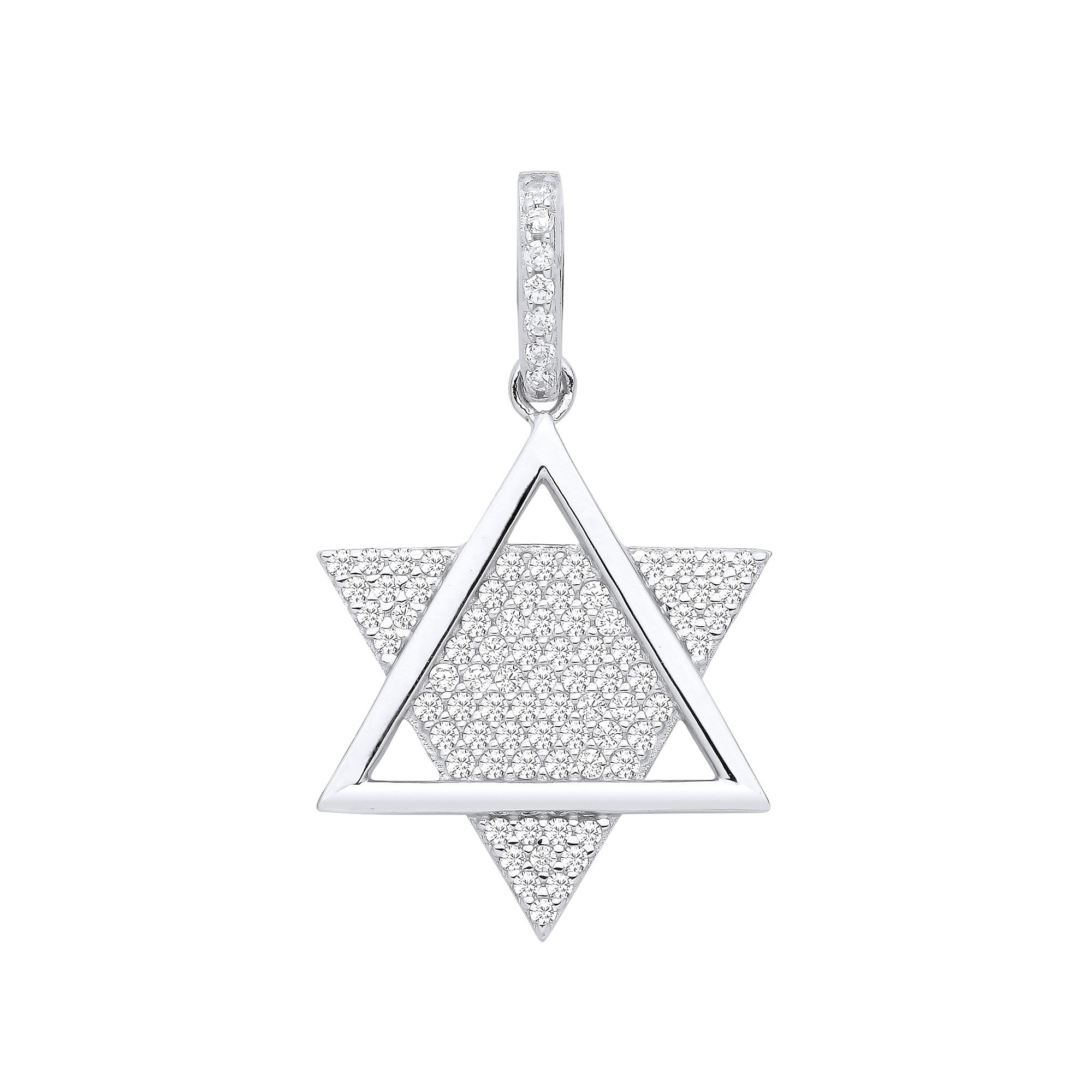 Sterling Silver Star of David Cubic Zirconia Pendant
