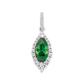 Sterling Silver Green Marquise Cubic Zirconia Drop Pendant