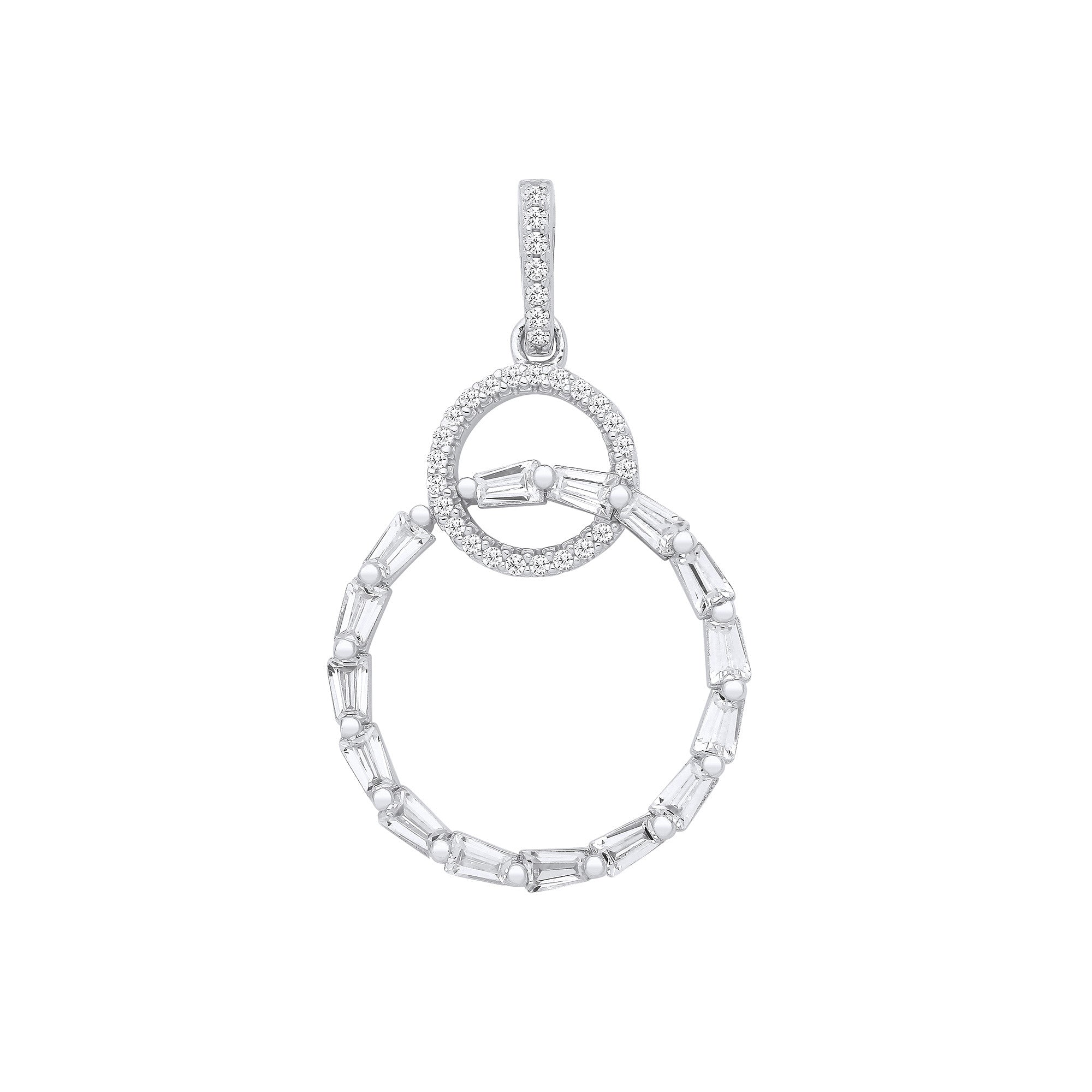 Sterling Silver Entwined Circles Drop Cubic Zirconia Pendant