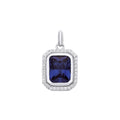Sterling Silver Blue Octagon Cubic Zirconia Pendant
