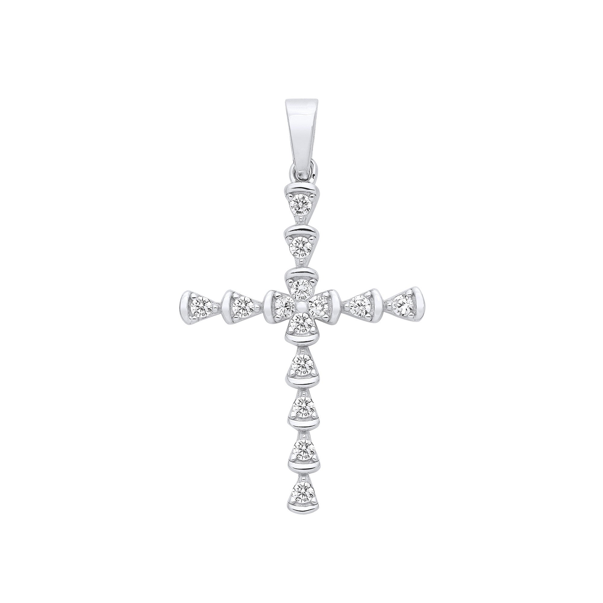 Sterling Silver Part Rub-Over Cubic Zirconia Cross