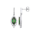 Sterling Silver Green Marquise Cubic Zirconia Drop Earrings