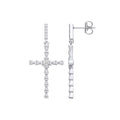 Sterling Silver Part Rub-Over Cubic Zirconia Cross