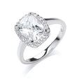 Sterling Silver Cushion Centre Cubic Zirconia Ring