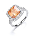 Sterling Silver Champagne Centre Cubic Zirconia Ring
