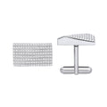 Sterling Silver Cubic Zirconia Rectangle Raised Slope Cufflinks