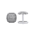 Sterling Silver & Black Stripes, Cubic Zirconia Domed Cufflinks