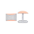 Sterling Silver Cubic Zirconias & Rose Gold Plating Barley Design Cufflinks