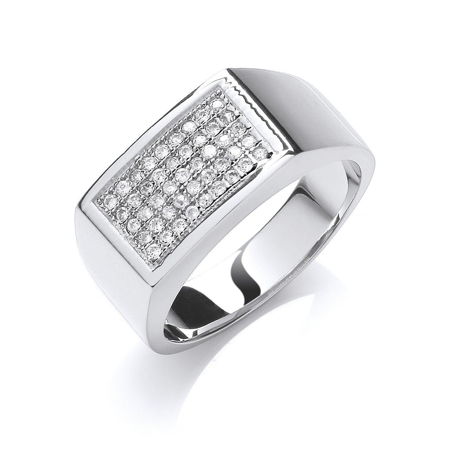 Sterling Silver Micro-Pave Cubic Zirconia Gents Ring